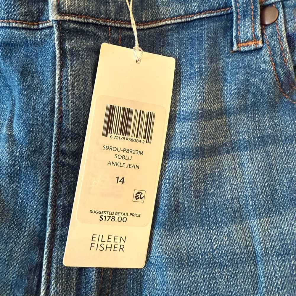 Eileen Fisher Organic Cotton Ankle Jeans Cropped Denim Pants Women's Size 14 NWT - Picture 5 of 5